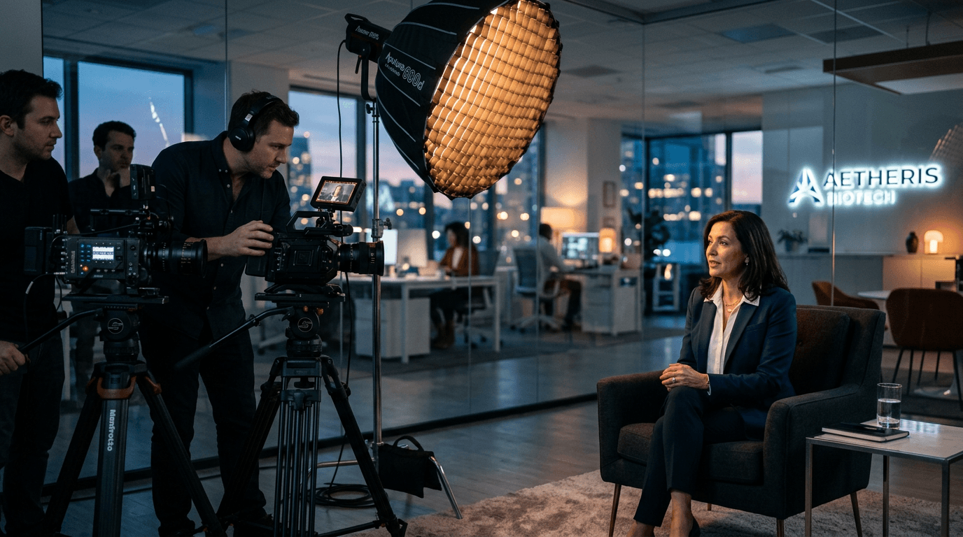 Two-camera corporate interview shoot in a Montgomery County office